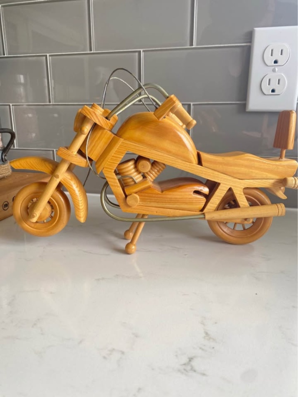 Vintage Handmade Wooden Motorcycle